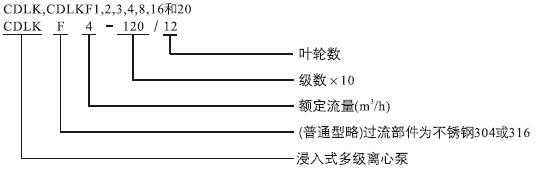 CDLK，CDLKF浸入式多級(jí)離心泵型號(hào)定義